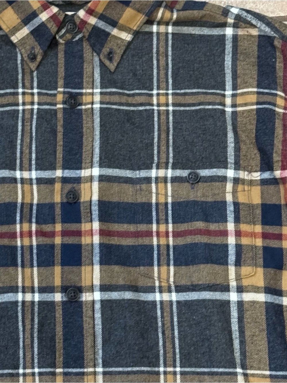 Weatherproof Men's Plaid Button-Down Shirt - Navy, Brown, Cream - Picture 5 of 15